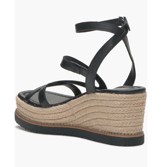 NWT LUCKY BRAND BLACK CAROLIE ESPADRILLE WEDGE STRAPPY SANDAL WOMENS NEW IN BOX - Picture 2 of 10